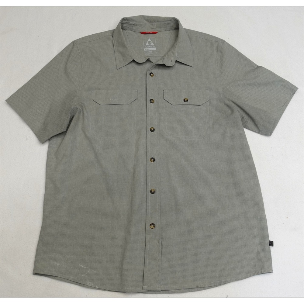 Gerry Shirt Mens L Gray Check Short Sleeve Button Up Woven Pockets Casual